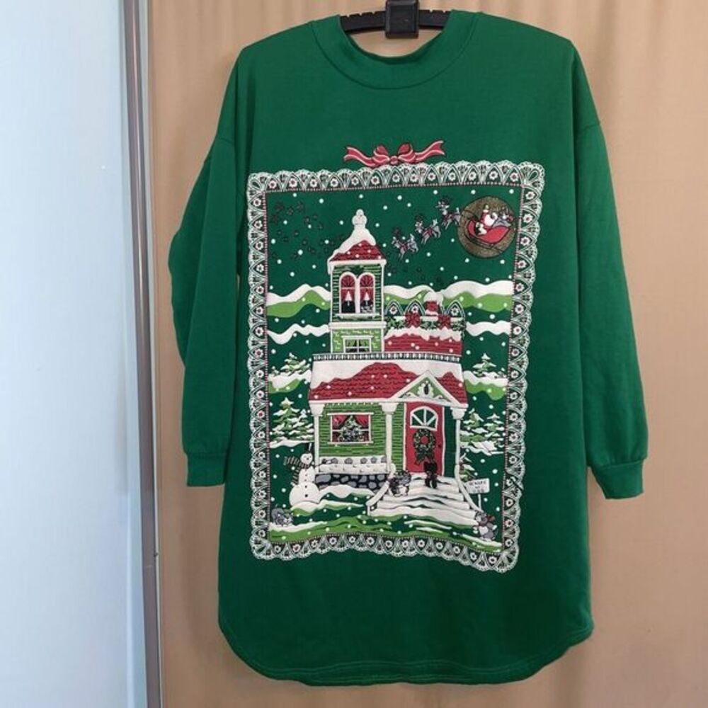 Vtg Christmas sweatshirt House Precious Gems Holiday Ugly Xmas sweater‎ Party OS